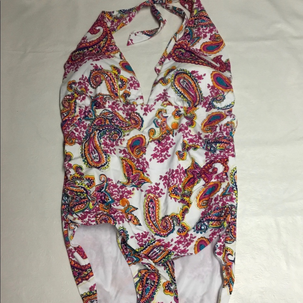 Swim Suit halter neck with deep‎ v-cut size 16